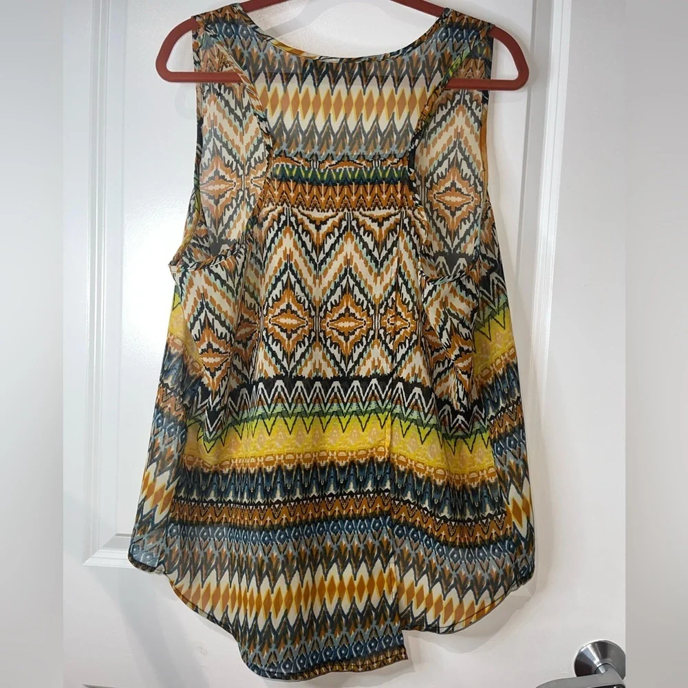 Mileage Plus Chevron Sleeveless High Low Split Back Top. Size 2X. EUC - Picture 3 of 5